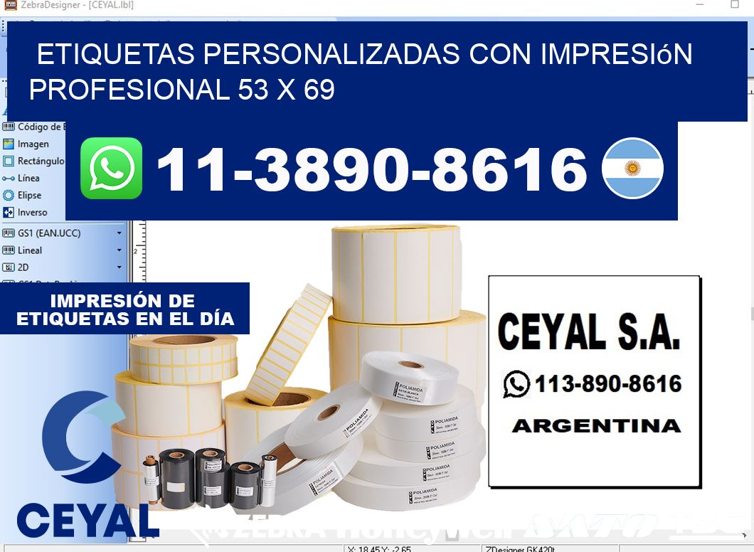 etiquetas personalizadas con impresión profesional 53 x 69