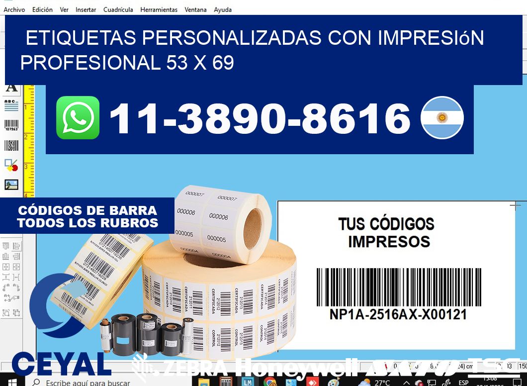etiquetas personalizadas con impresión profesional 53 x 69