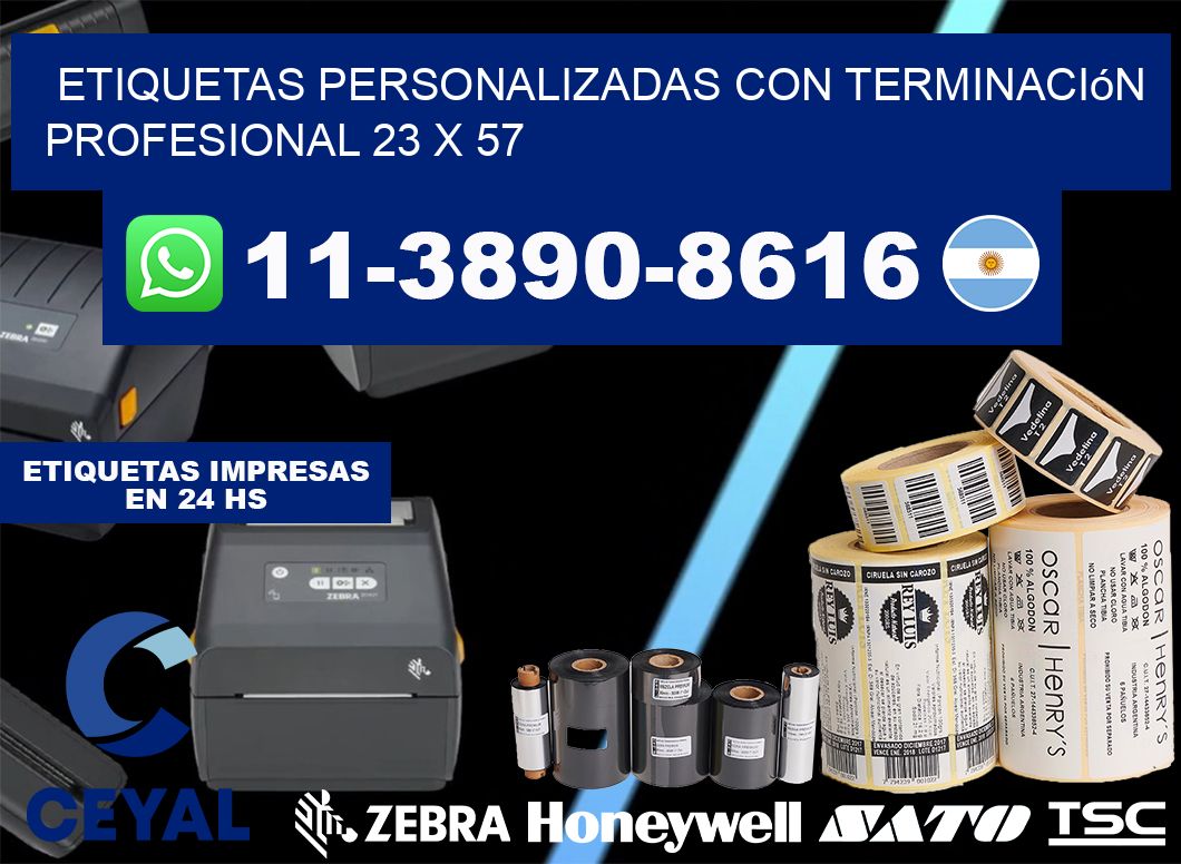 etiquetas personalizadas con terminación profesional 23 x 57