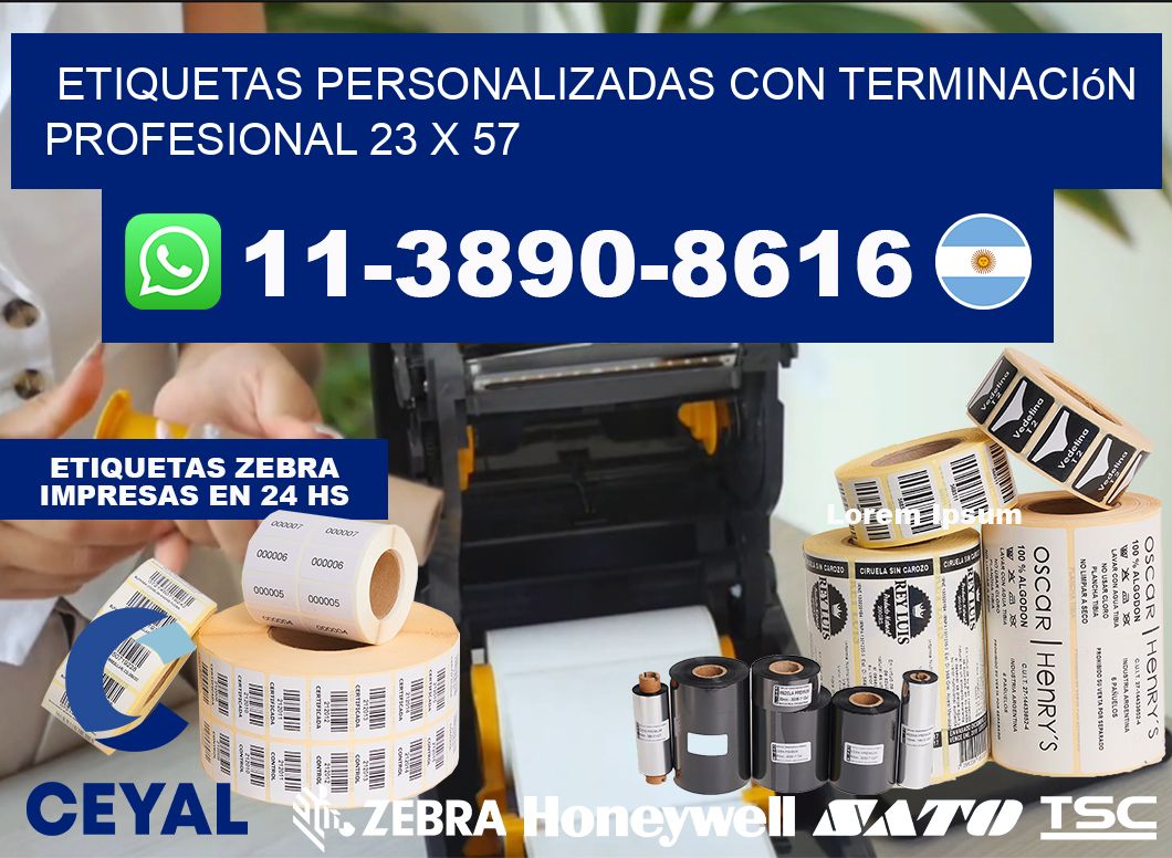 etiquetas personalizadas con terminación profesional 23 x 57