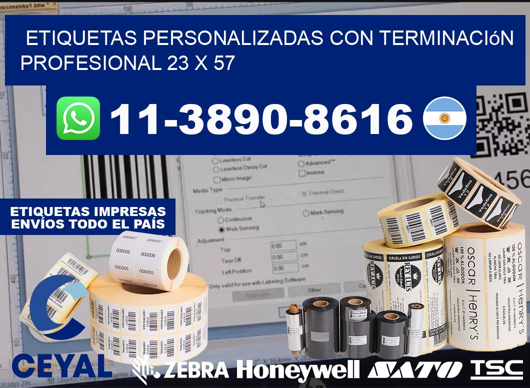 etiquetas personalizadas con terminación profesional 23 x 57