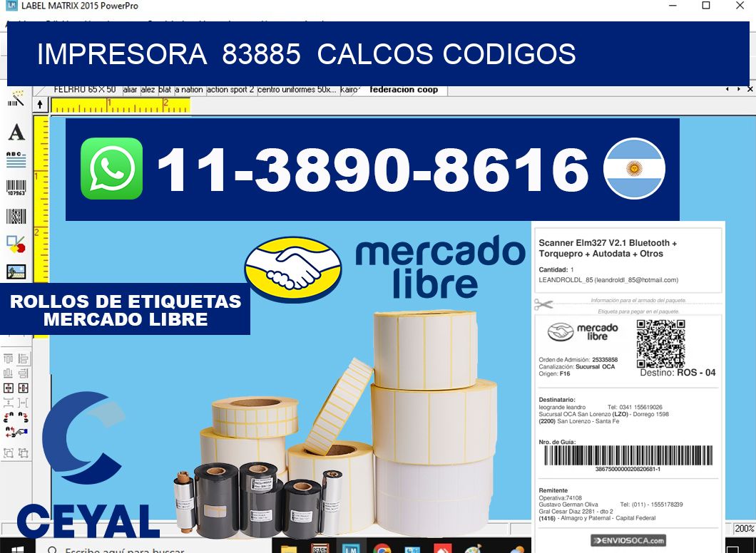 impresora  83885  calcos codigos