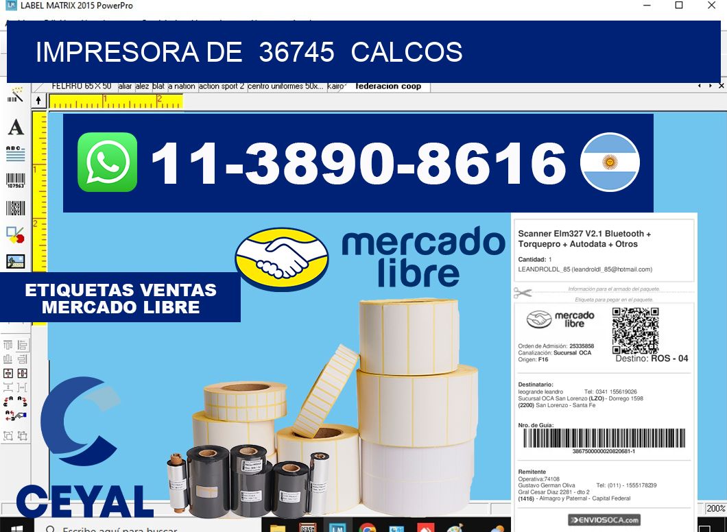 impresora de  36745  calcos