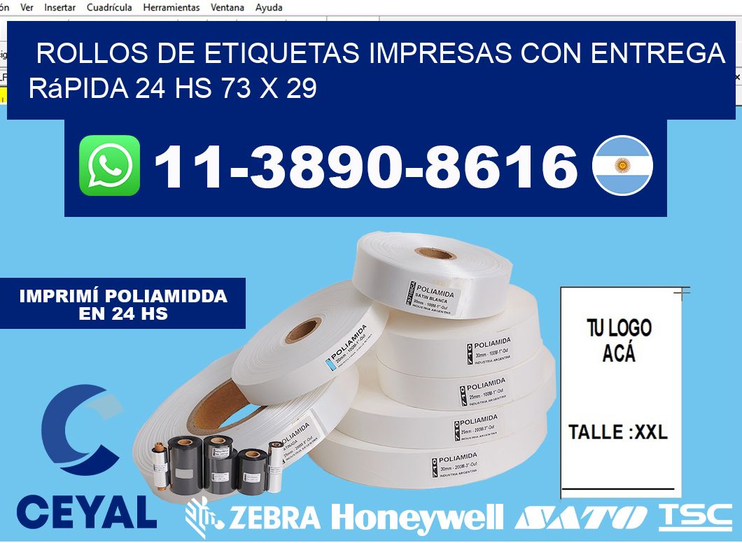rollos de etiquetas impresas con entrega rápida 24 hs 73 x 29