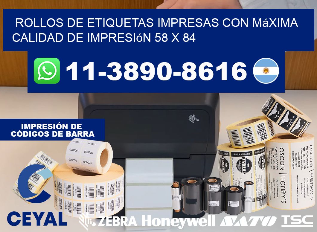 rollos de etiquetas impresas con máxima calidad de impresión 58 x 84