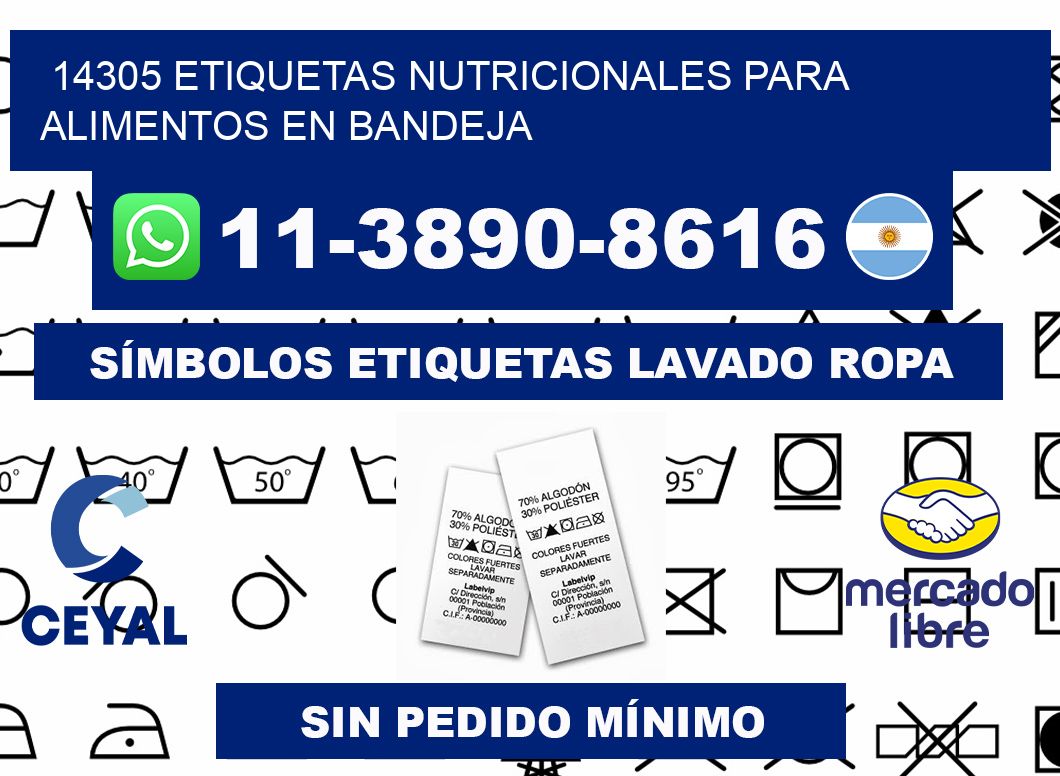 14305 etiquetas nutricionales para alimentos en bandeja