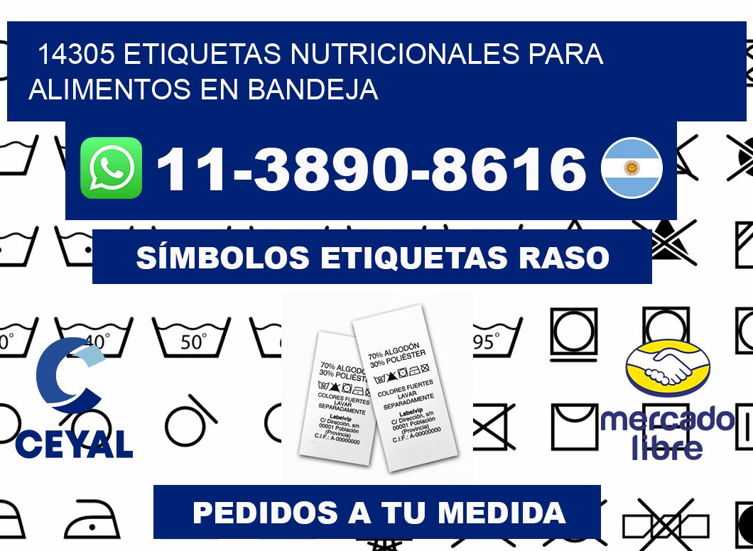 14305 etiquetas nutricionales para alimentos en bandeja