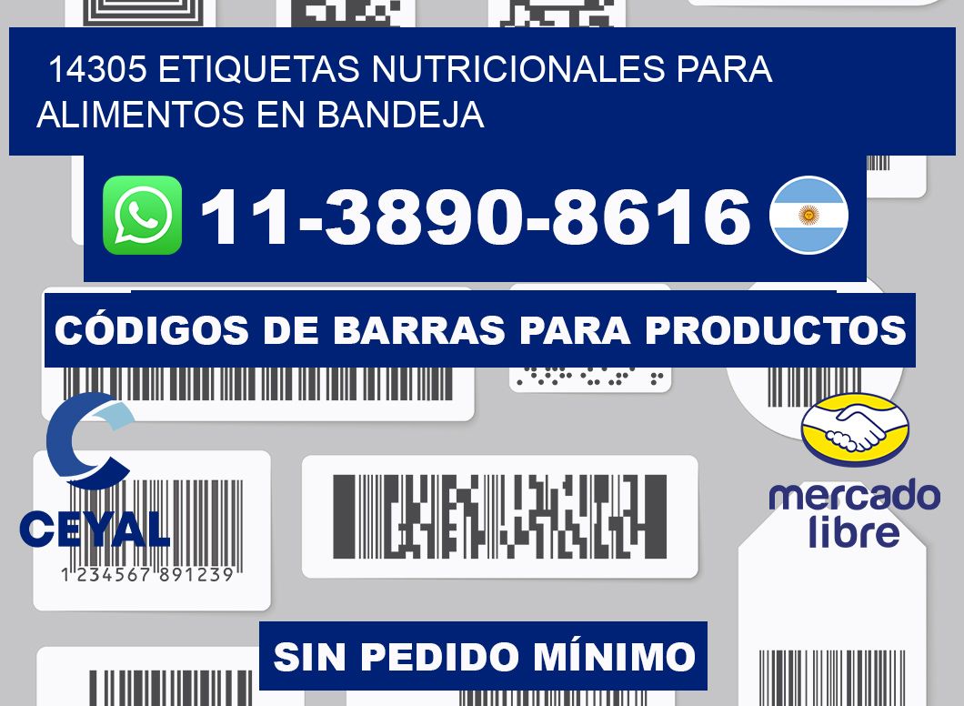 14305 etiquetas nutricionales para alimentos en bandeja