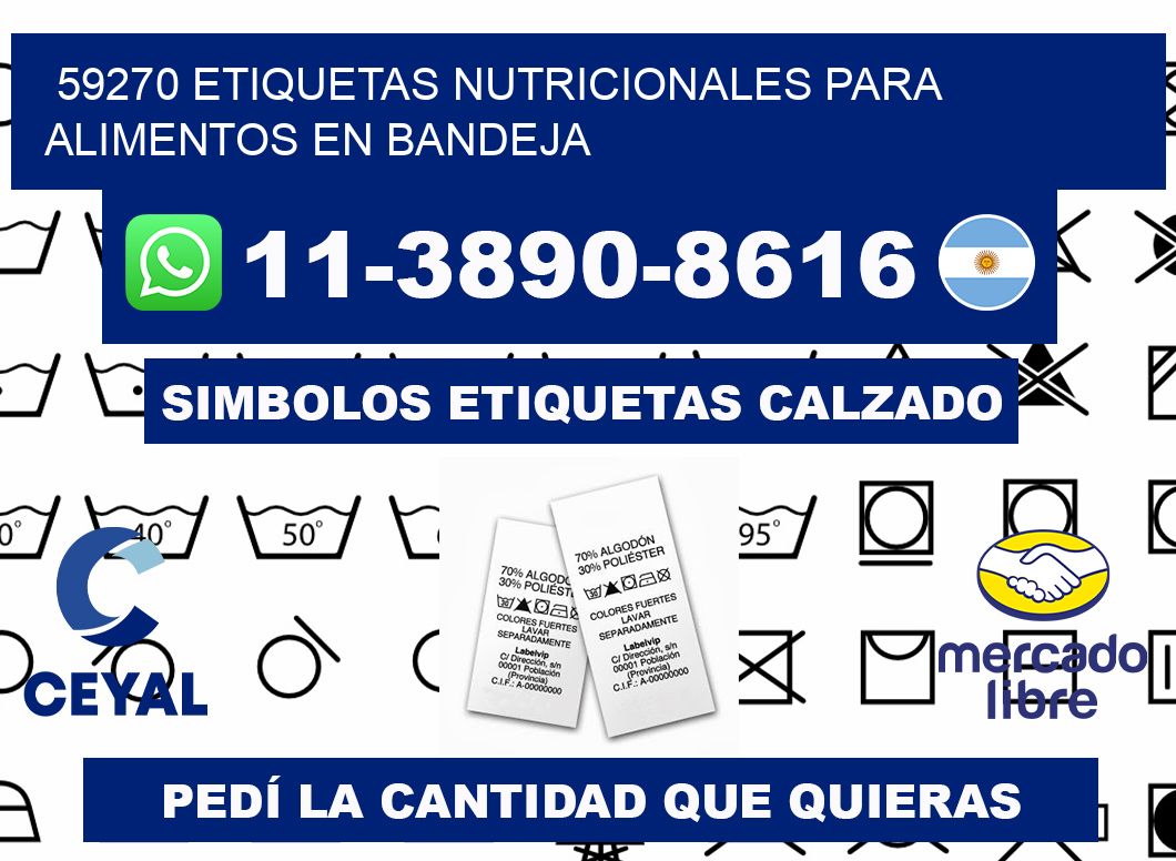 59270 etiquetas nutricionales para alimentos en bandeja