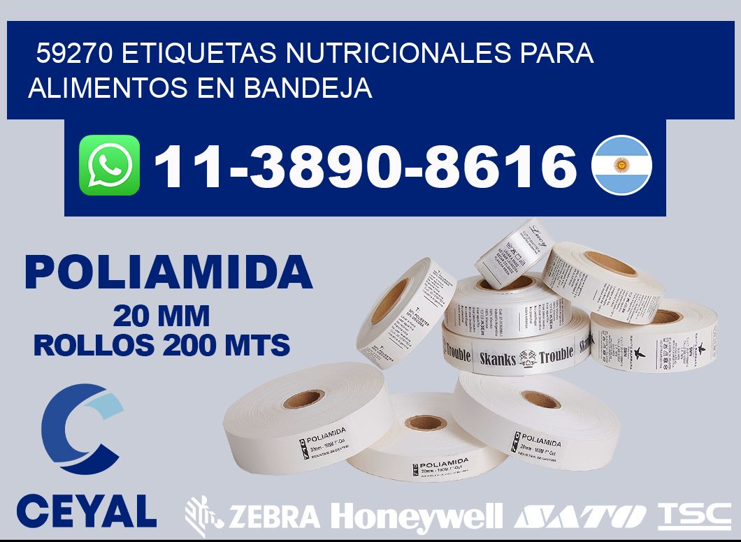 59270 etiquetas nutricionales para alimentos en bandeja