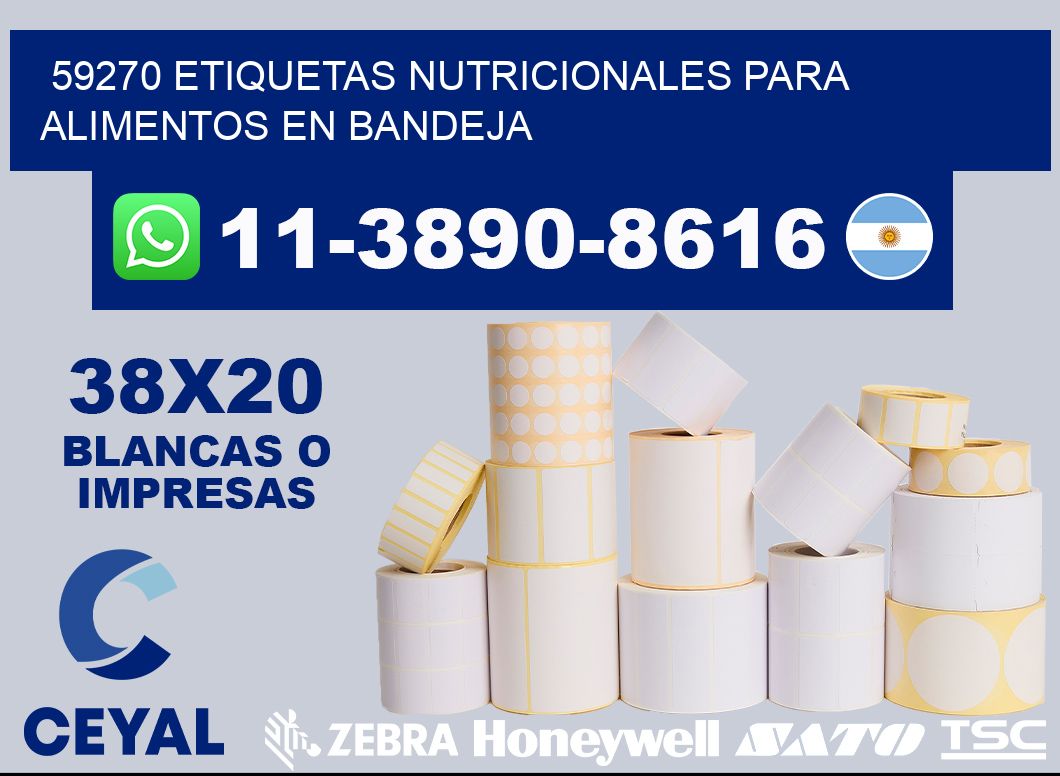 59270 etiquetas nutricionales para alimentos en bandeja