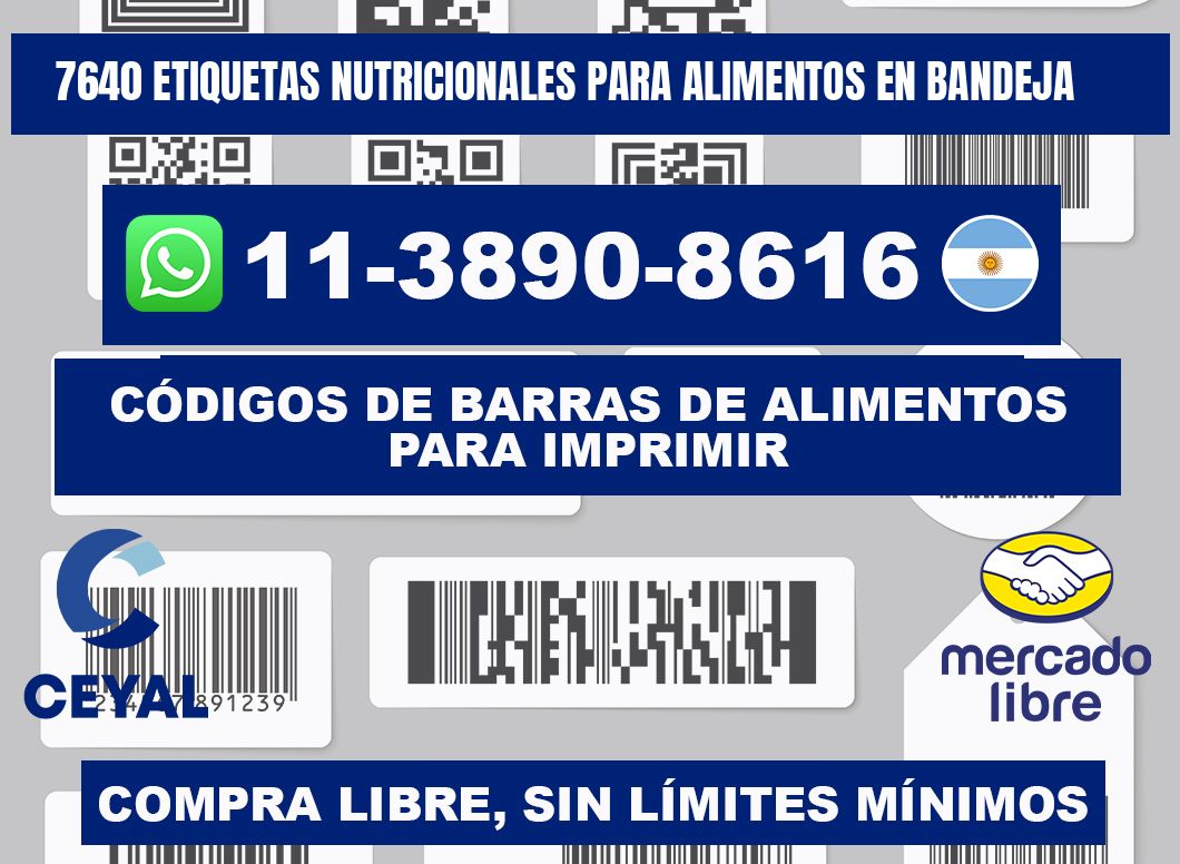 7640 etiquetas nutricionales para alimentos en bandeja
