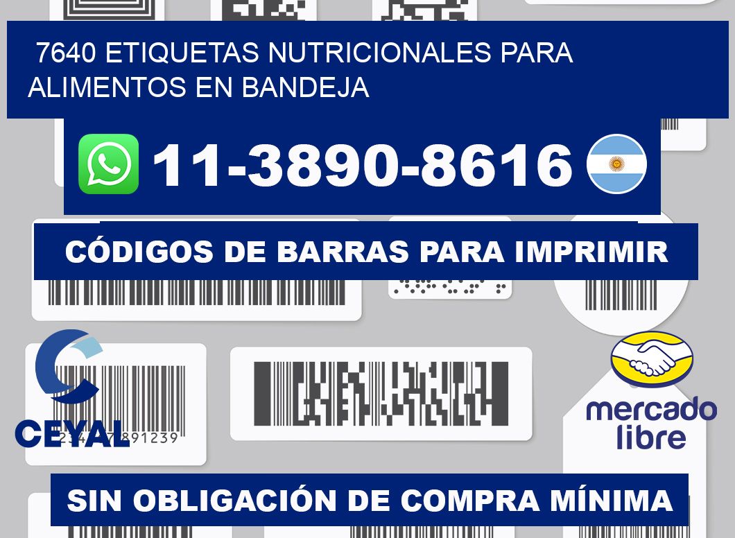 7640 etiquetas nutricionales para alimentos en bandeja
