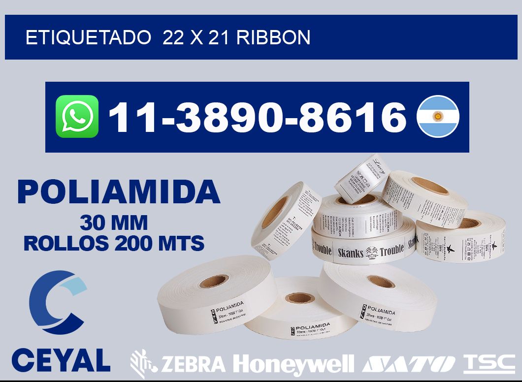 Etiquetado 22 x 21 ribbon