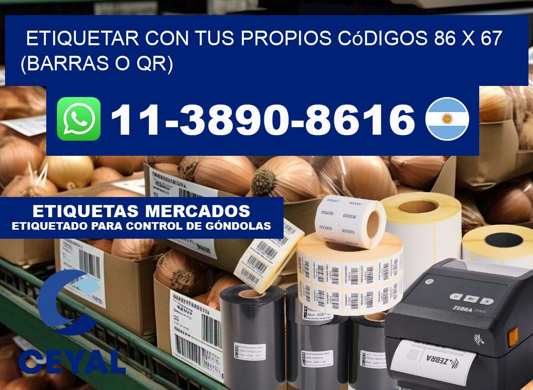Etiquetar con tus propios códigos 86 x 67 (barras o QR)