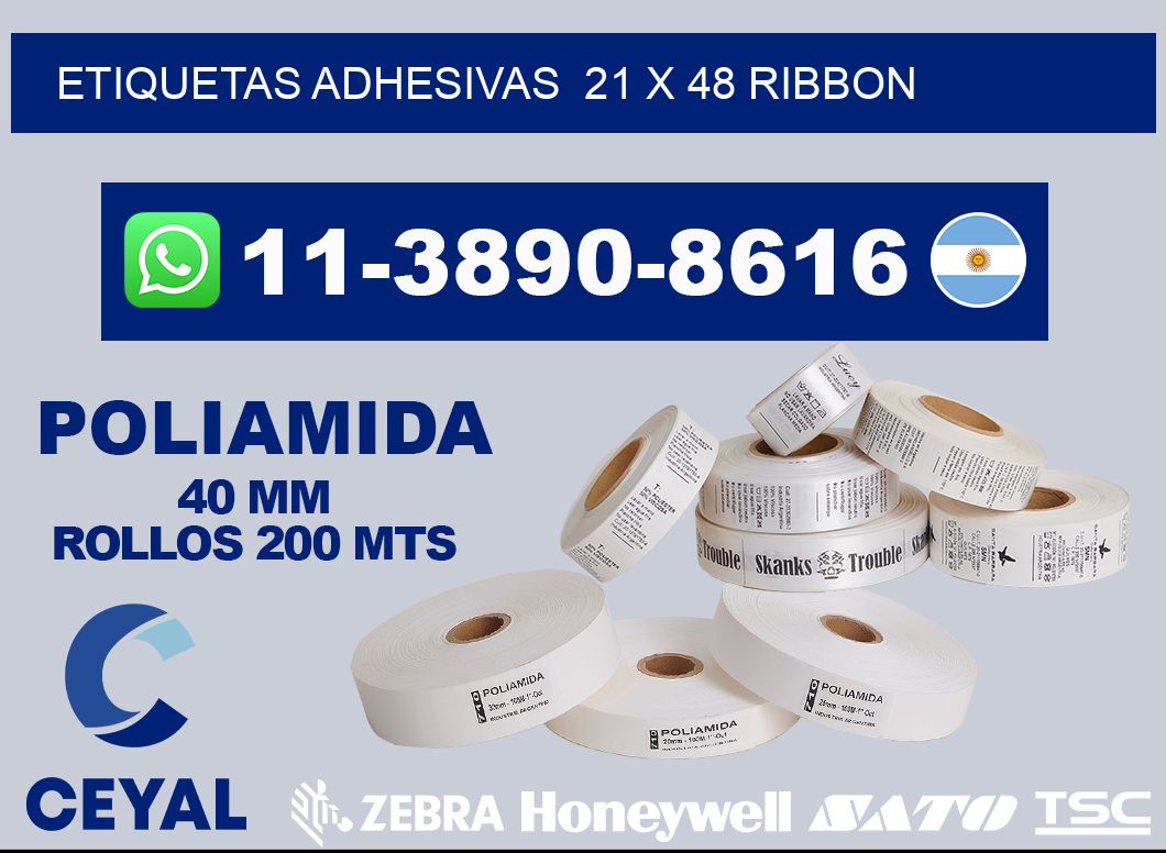 Etiquetas adhesivas  21 x 48 ribbon