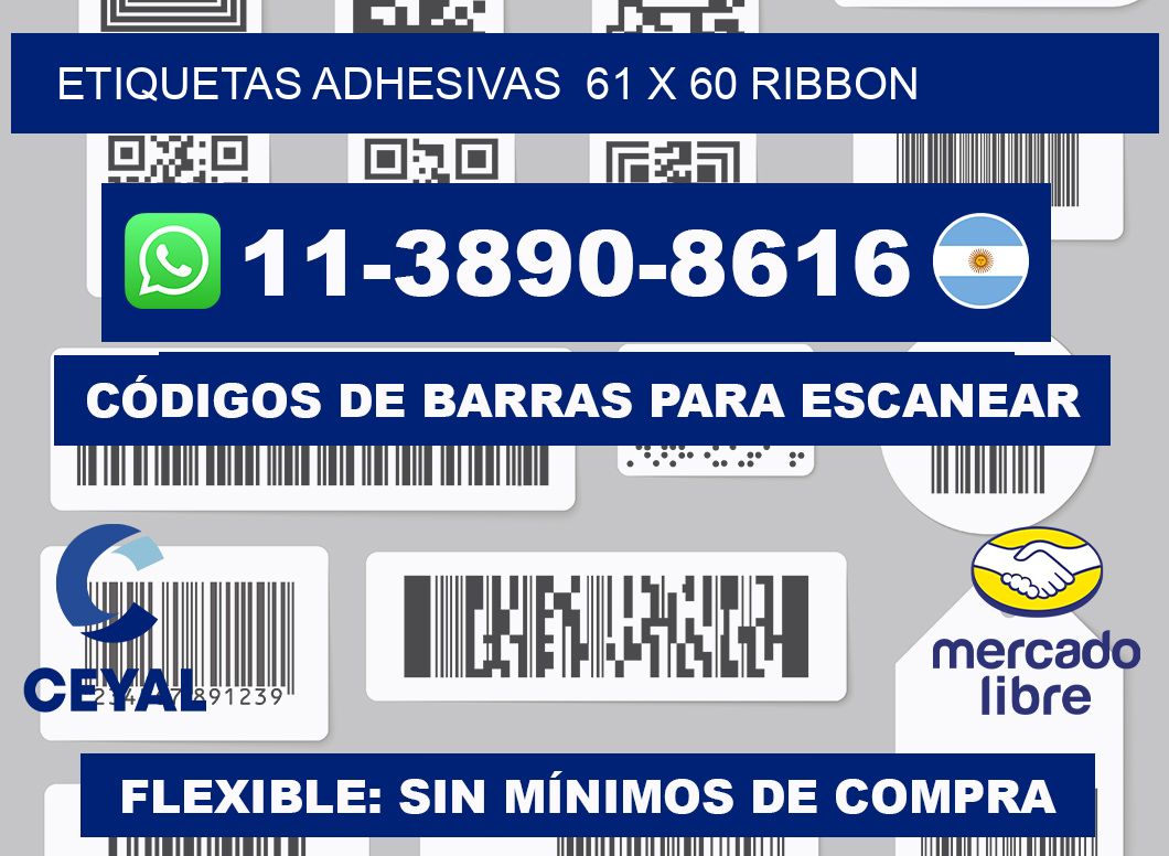 Etiquetas adhesivas 61 x 60 ribbon