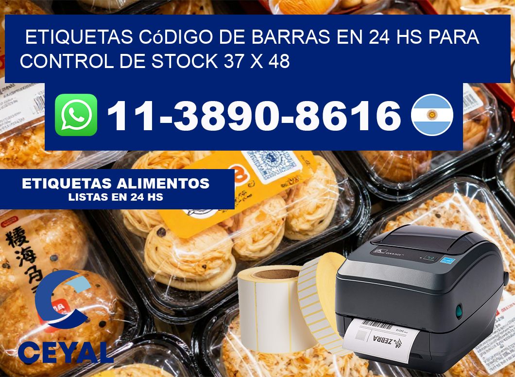 Etiquetas código de barras en 24 hs para control de stock 37 x 48