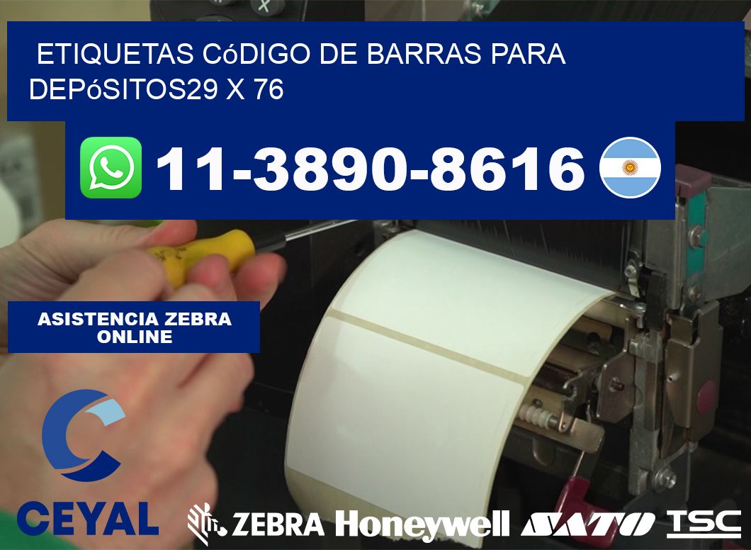 Etiquetas código de barras para depósitos29 x 76