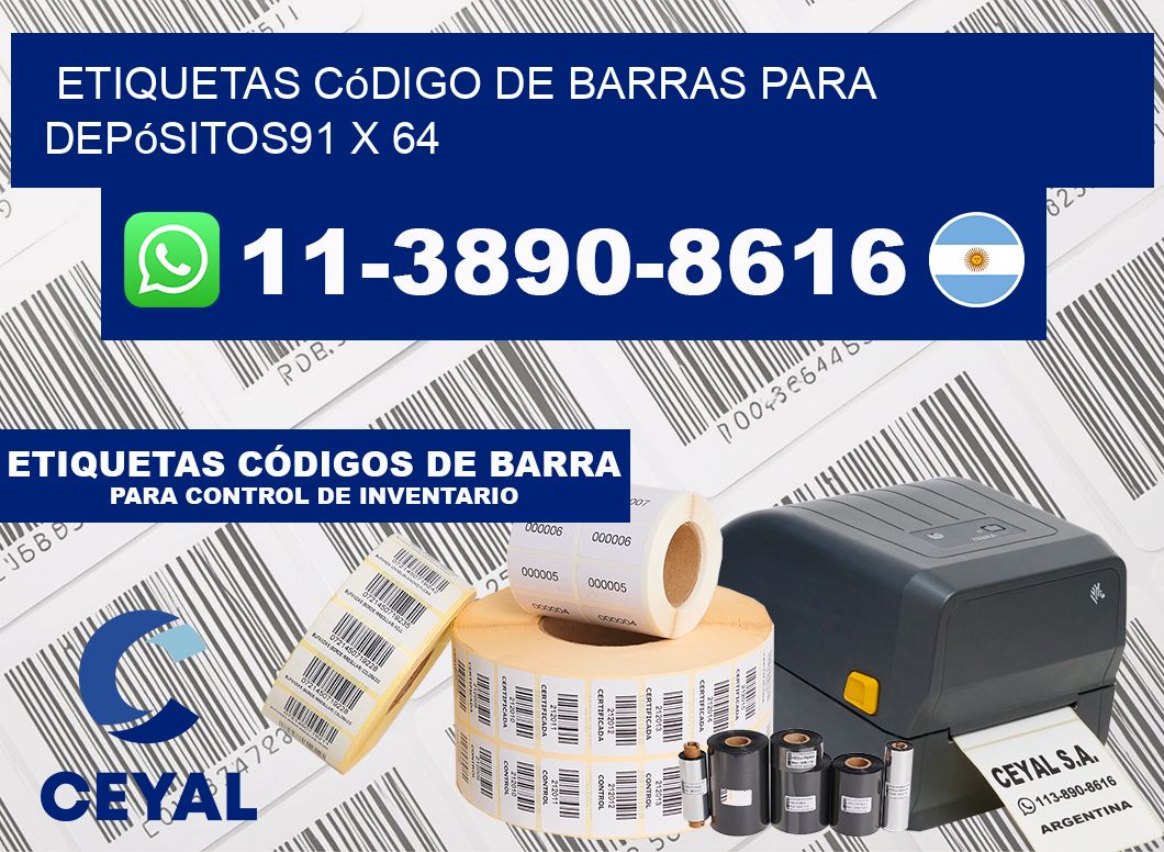 Etiquetas código de barras para depósitos91 x 64