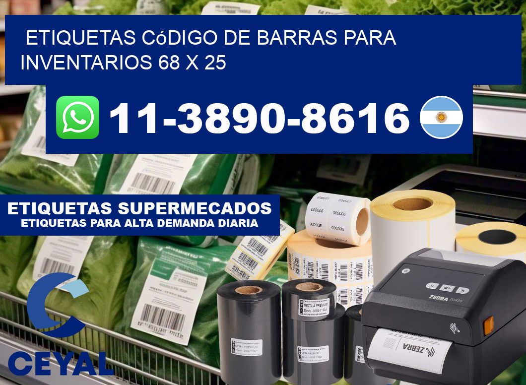 Etiquetas código de barras para inventarios 68 x 25