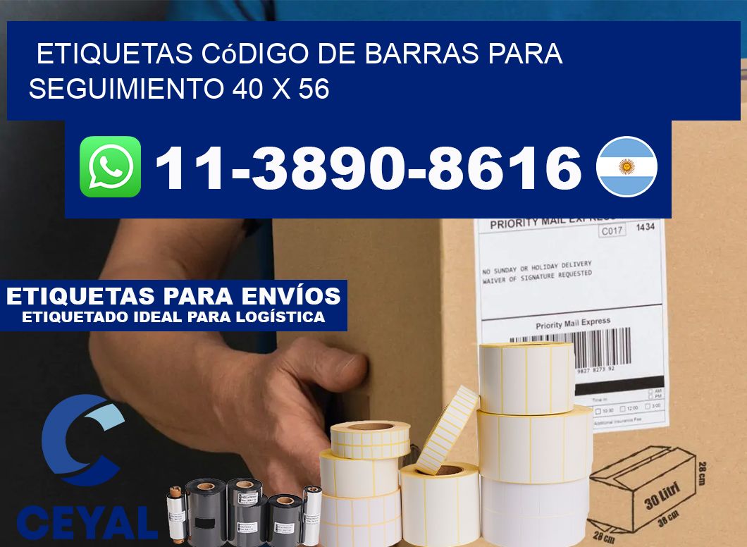 Etiquetas código de barras para seguimiento 40 x 56