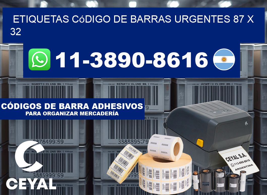 Etiquetas código de barras urgentes 87 x 32
