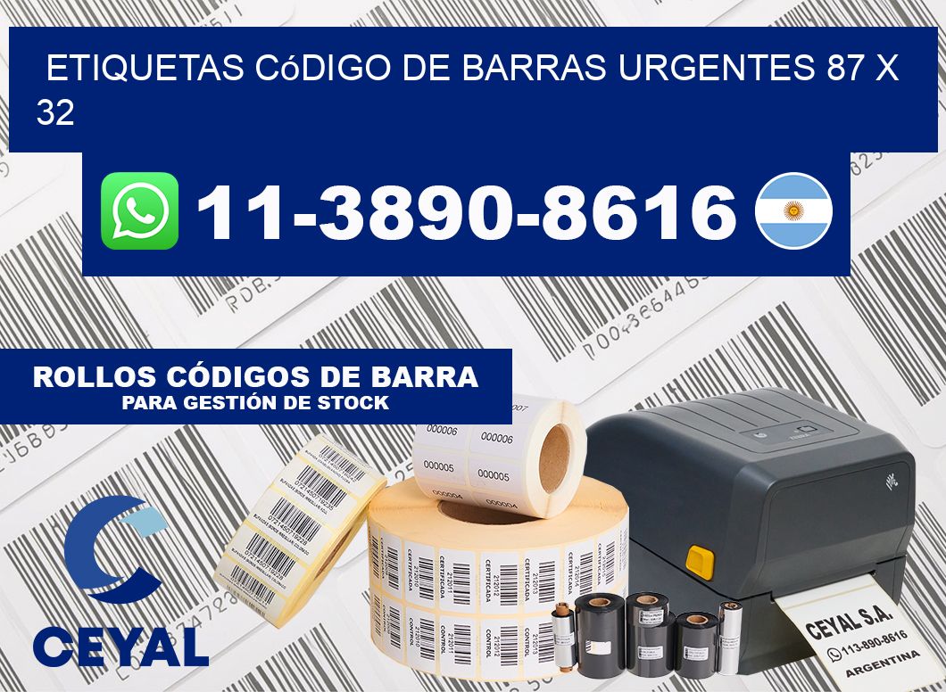 Etiquetas código de barras urgentes 87 x 32