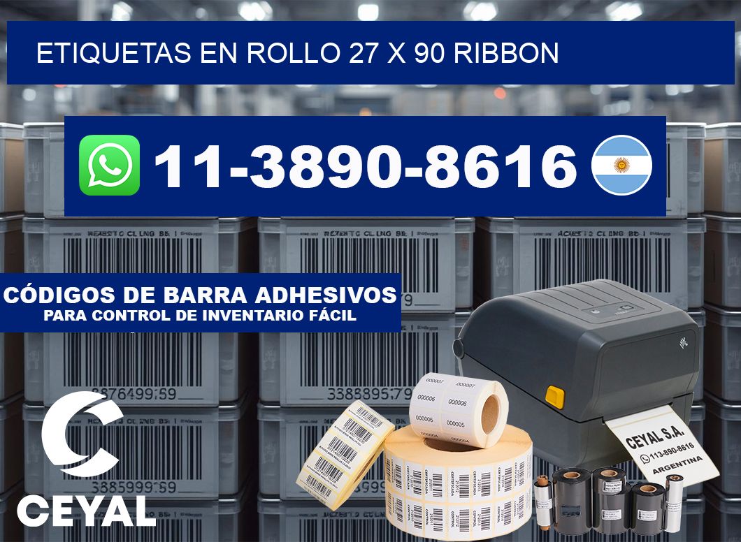 Etiquetas en rollo 27 x 90 ribbon