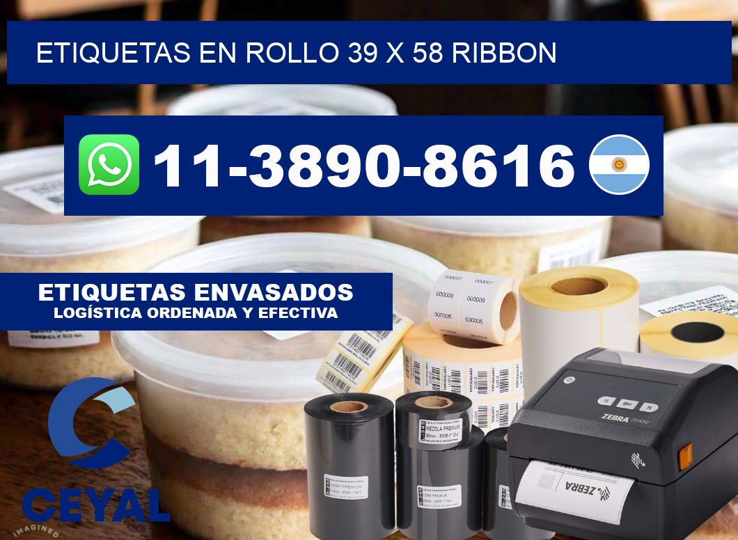 Etiquetas en rollo 39 x 58 ribbon
