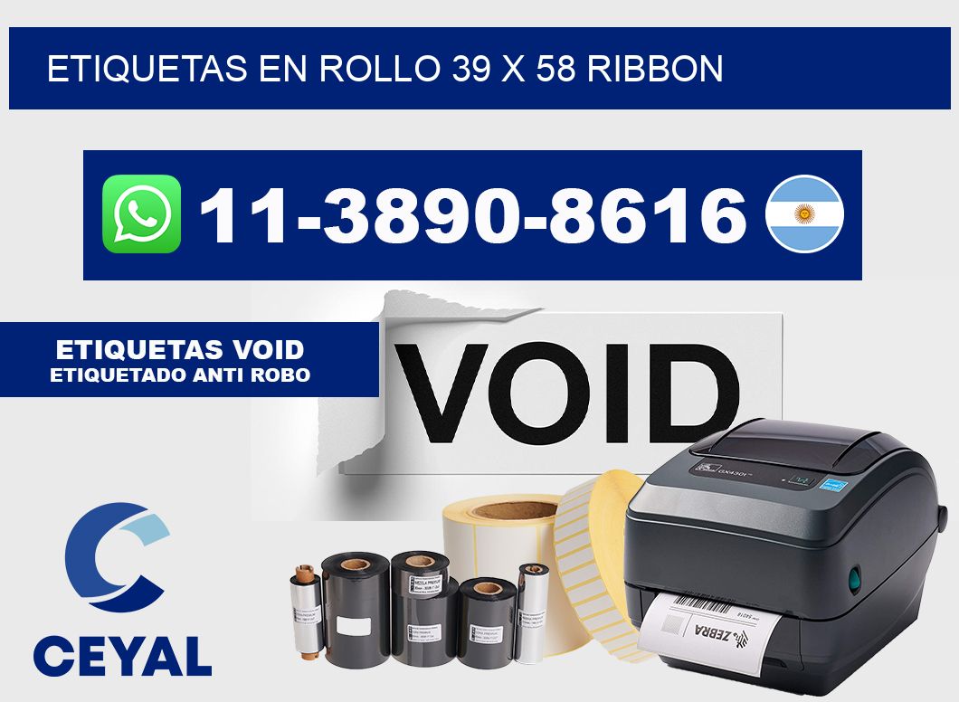 Etiquetas en rollo 39 x 58 ribbon