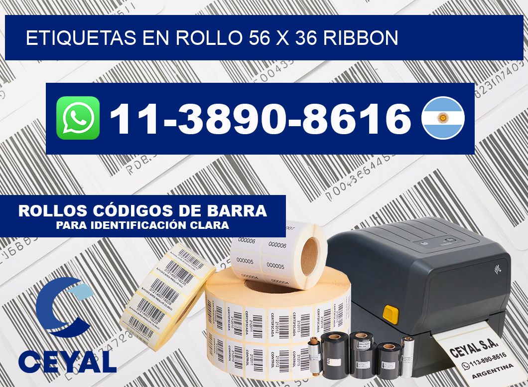 Etiquetas en rollo 56 x 36 ribbon
