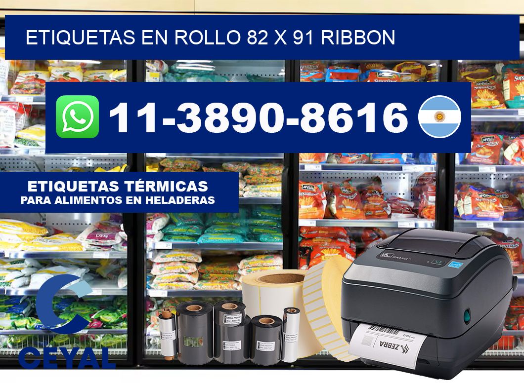 Etiquetas en rollo 82 x 91 ribbon