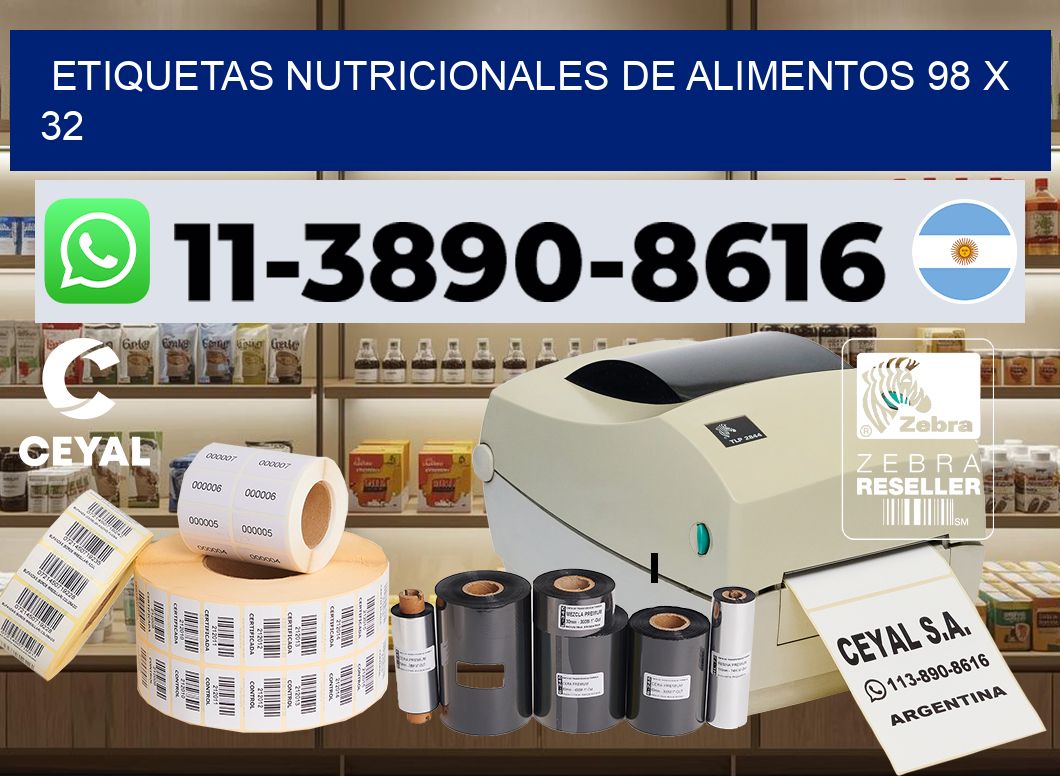 Etiquetas nutricionales de alimentos 98 x 32