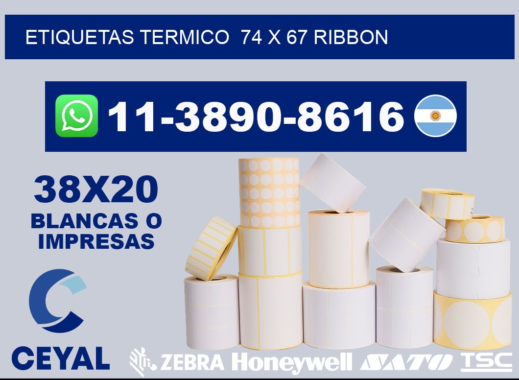 Etiquetas termico 74 x 67 ribbon