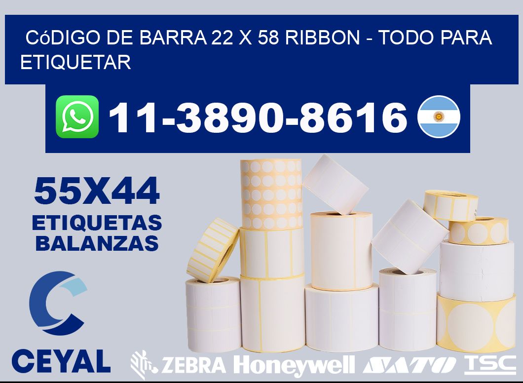 código de barra 22 x 58 ribbon - Todo para Etiquetar