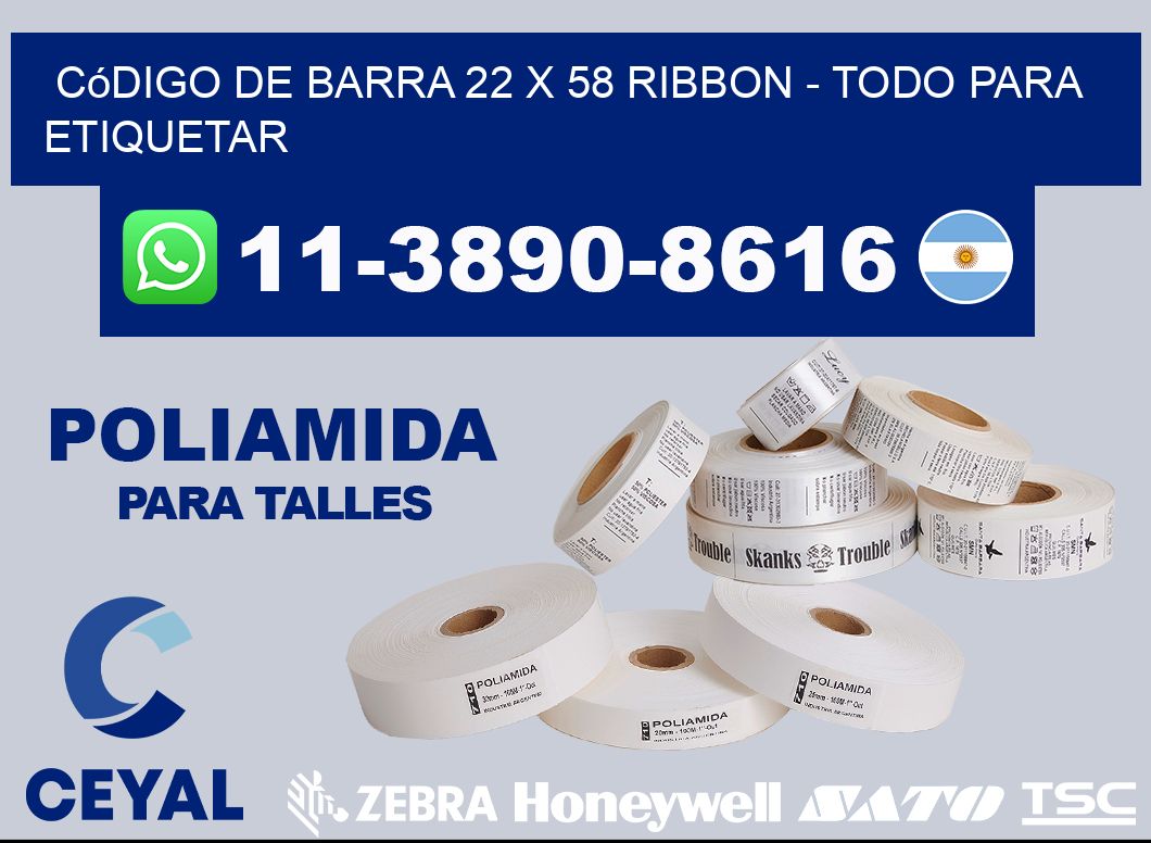 código de barra 22 x 58 ribbon - Todo para Etiquetar