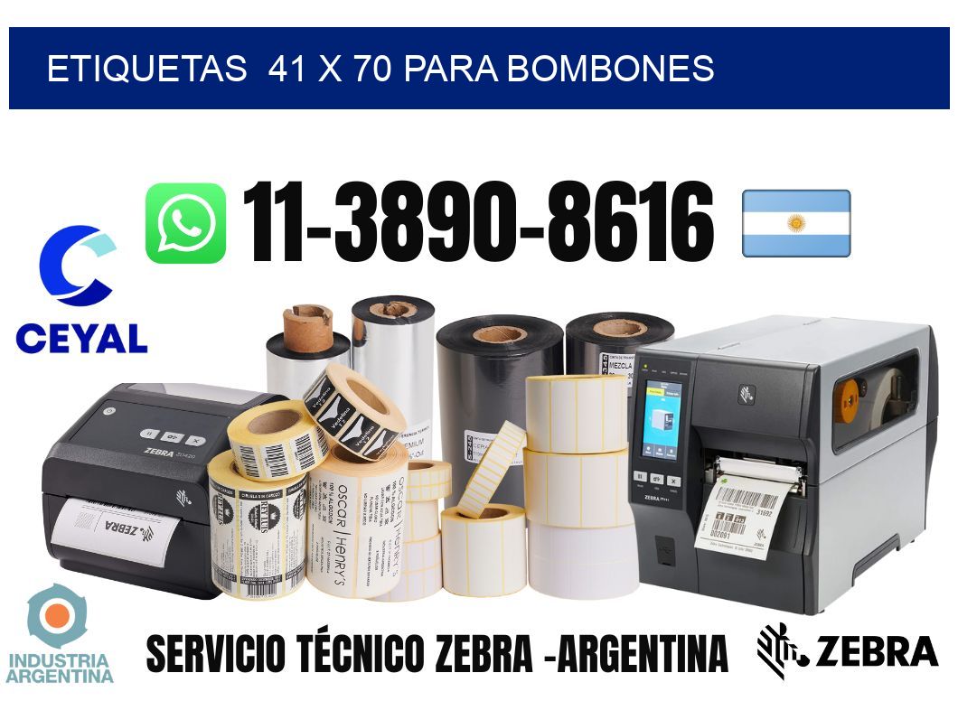 etiquetas  41 x 70 para Bombones