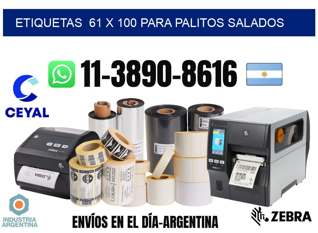 etiquetas  61 x 100 para Palitos salados