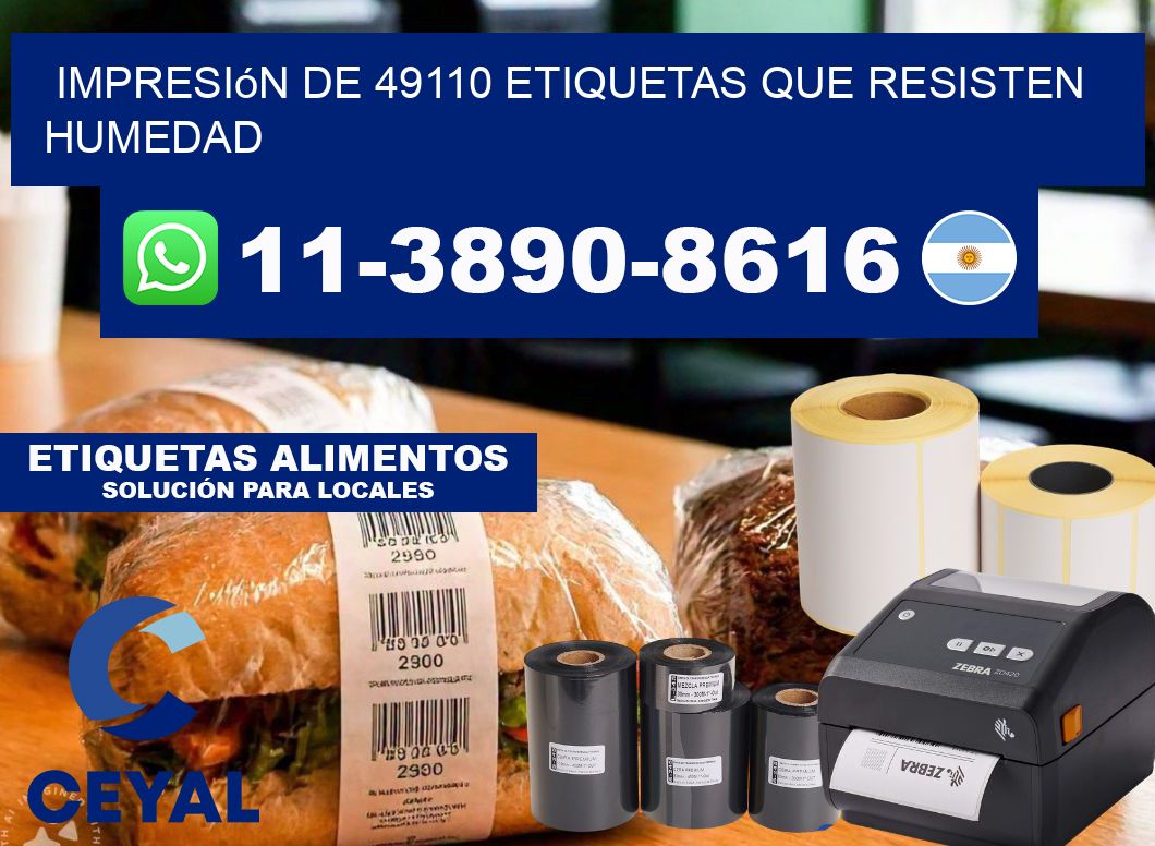 impresión de 49110 etiquetas que resisten humedad