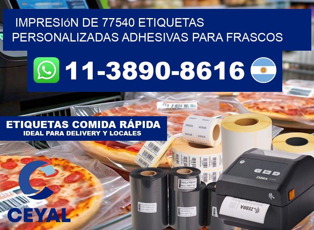 impresión de 77540 etiquetas personalizadas adhesivas para frascos