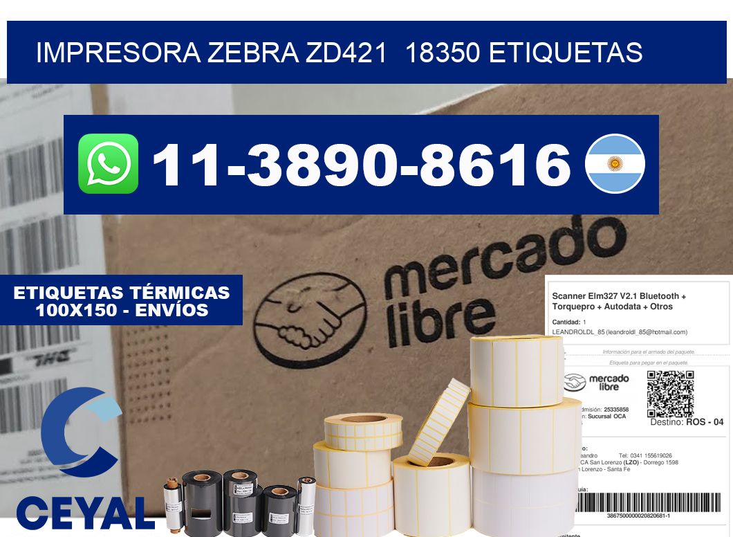 impresora zebra zd421  18350 etiquetas