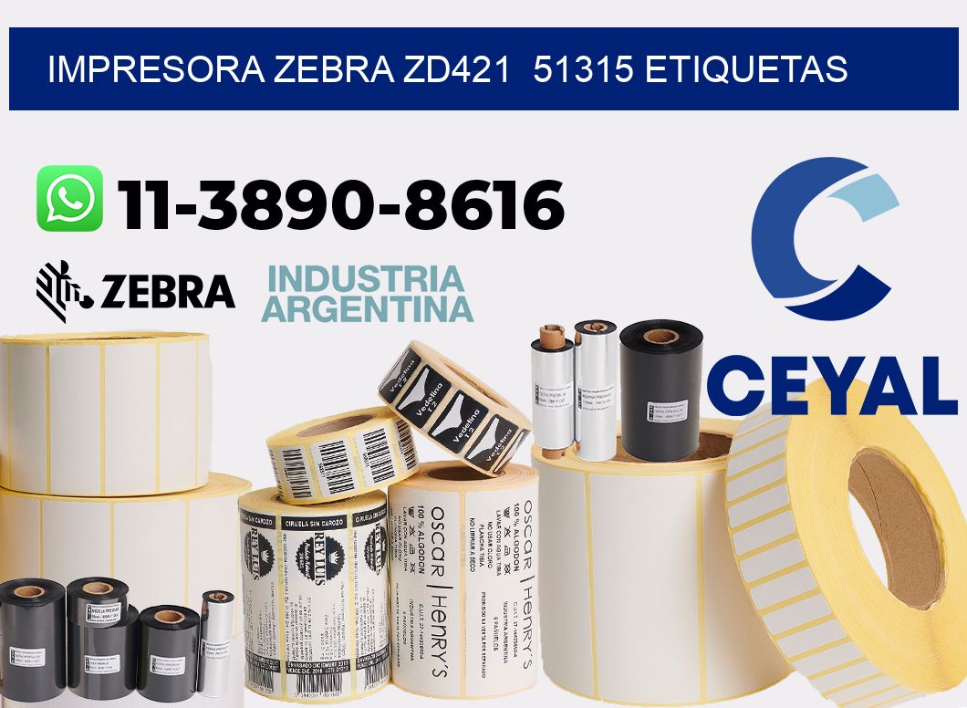 impresora zebra zd421  51315 etiquetas