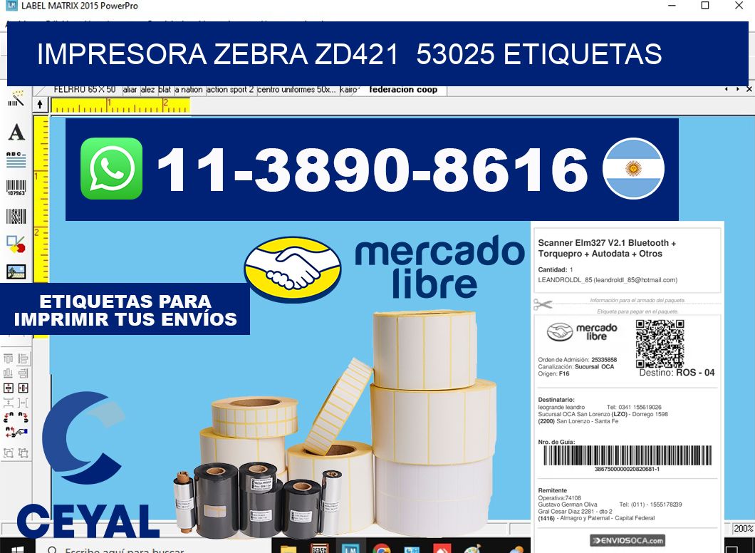 impresora zebra zd421  53025 etiquetas