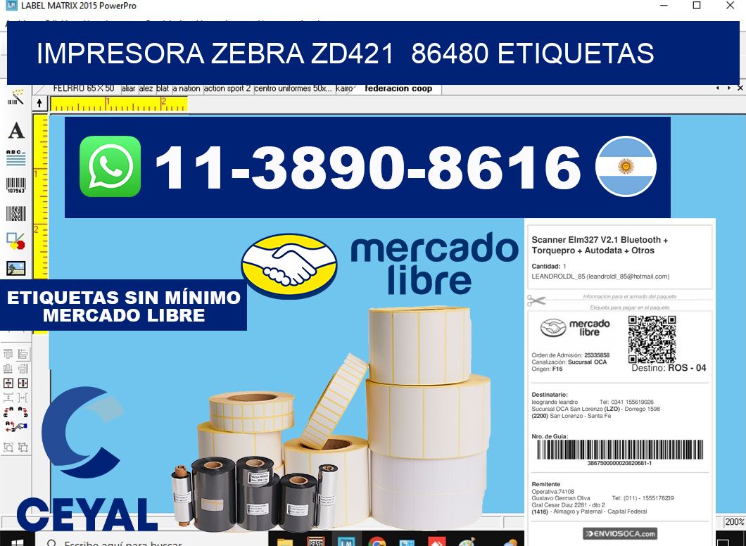 impresora zebra zd421  86480 etiquetas