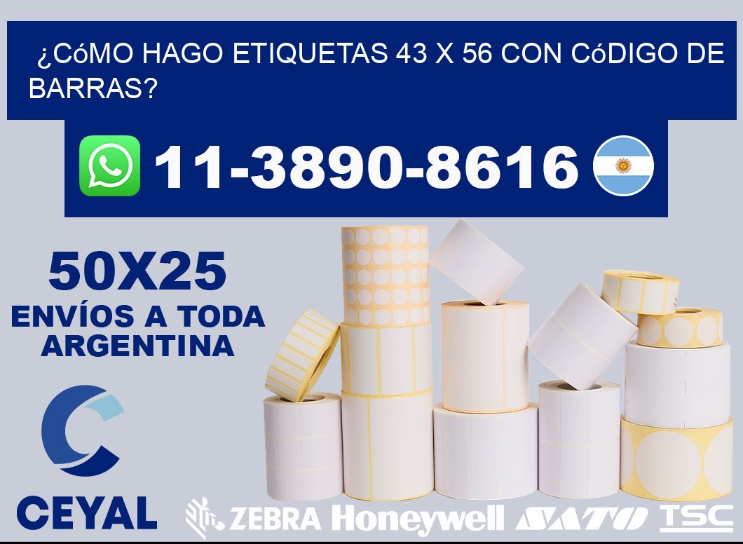 ¿Cómo hago etiquetas 43 x 56 con código de barras?
