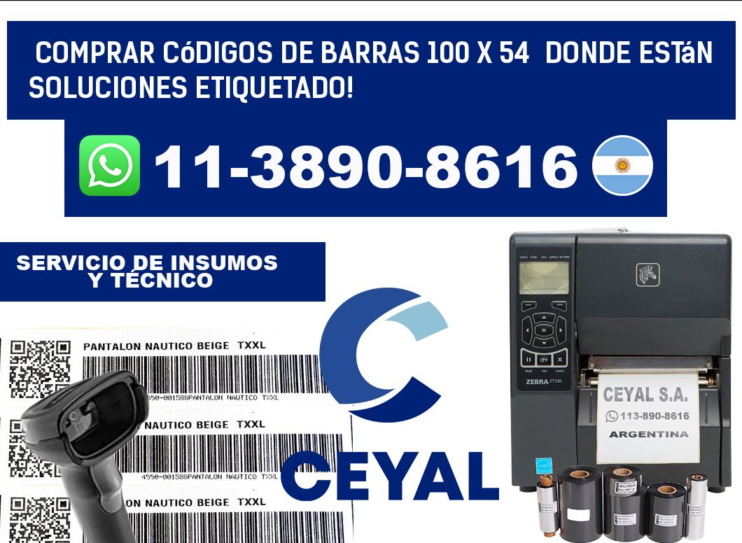 Comprar códigos de barras 100 x 54  donde están soluciones etiquetado!