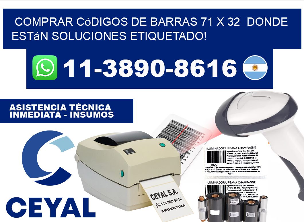 Comprar códigos de barras 71 x 32  donde están soluciones etiquetado!