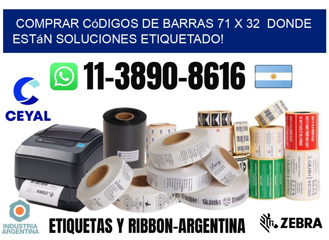 Comprar códigos de barras 71 x 32  donde están soluciones etiquetado!