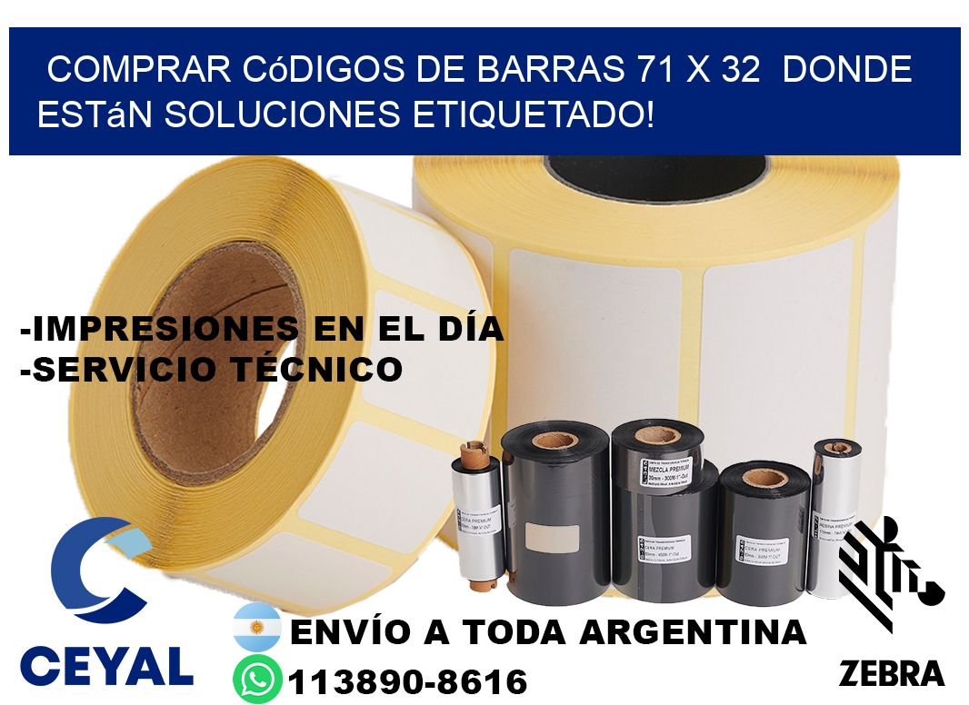Comprar códigos de barras 71 x 32  donde están soluciones etiquetado!